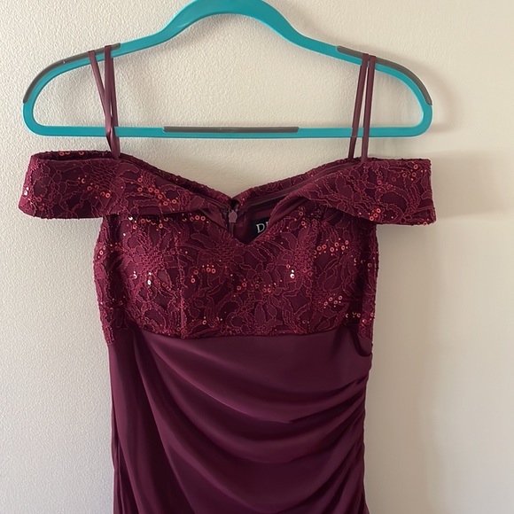 Red Off-the-Shoulder A-Line Formal Dress - Picture 2 of 5